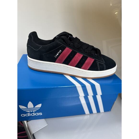 Adidas campus black With Dark Pink Stripe Size 8 Men 9 Women - Picture 4 of 11